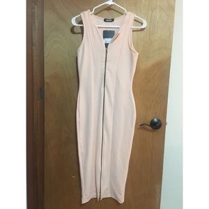Missguided Peach Zip Front Midi